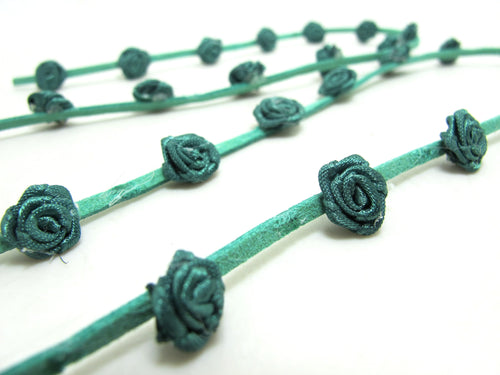 3/8 Inch Green Faux Suede Leather Rococo Trim|Floral Flower Trim|Trim for Edging|Accessories Making|Choker Bracelet DIY Supplies