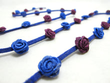 Load image into Gallery viewer, 3/8 Inch Blue and Purple Faux Suede Leather Rococo Trim|Floral Flower Trim|Trim for Edging|Accessories Making|Choker Bracelet DIY Supplies
