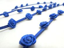 Load image into Gallery viewer, 3/8 Inch Blue Faux Suede Leather Rococo Trim|Floral Flower Trim|Trim for Edging|Accessories Making|Choker Bracelet DIY Supplies