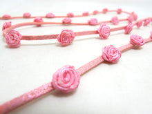 Charger l&#39;image dans la galerie, 3/8 Inch Pink Faux Suede Leather Rococo Trim|Floral Flower Trim|Trim for Edging|Accessories Making|Choker Bracelet DIY Supplies