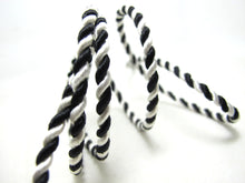 Load image into Gallery viewer, CLEARANCE|5 Yards 4mm Black and White Twist Cord Rope Trim|Craft Supplies|Scrapbook|Decoration|Hair Supplies|Embellishment|Shiny Glittery