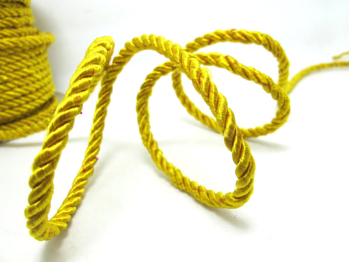 CLEARANCE|5 Yards 6mm Yellow Twist Cord Rope Trim|Craft Supplies|Scrapbook|Decoration|Hair Supplies|Embellishment|Shiny Glittery