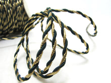 Charger l&#39;image dans la galerie, CLEARANCE|5 Yards 3mm Black and Gold Twist Cord Rope Trim|Craft Supplies|Scrapbook|Decoration|Hair Supplies|Embellishment|Shiny Glittery