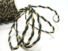 Load image into Gallery viewer, CLEARANCE|5 Yards 3mm Black and Gold Twist Cord Rope Trim|Craft Supplies|Scrapbook|Decoration|Hair Supplies|Embellishment|Shiny Glittery