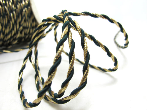 CLEARANCE|5 Yards 3mm Black and Gold Twist Cord Rope Trim|Craft Supplies|Scrapbook|Decoration|Hair Supplies|Embellishment|Shiny Glittery