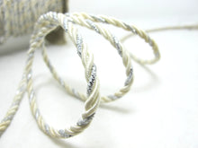 Load image into Gallery viewer, CLEARANCE|5 Yards 4mm Silver and White Twist Cord Rope Trim|Craft Supplies|Scrapbook|Decoration|Hair Supplies|Embellishment|Shiny Glittery