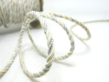 画像をギャラリービューアに読み込む, CLEARANCE|5 Yards 4mm Silver and White Twist Cord Rope Trim|Craft Supplies|Scrapbook|Decoration|Hair Supplies|Embellishment|Shiny Glittery