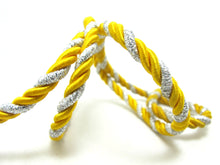 Charger l&#39;image dans la galerie, CLEARANCE|5 Yards 6mm Silver and Yellow Twist Cord Rope Trim|Craft Supplies|Scrapbook|Decoration|Hair Supplies|Embellishment|Shiny Glittery