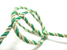 Load image into Gallery viewer, CLEARANCE|5 Yards 4mm Green and Cream Twist Cord Rope Trim|Craft Supplies|Scrapbook|Decoration|Hair Supplies|Embellishment|Shiny Glittery