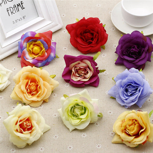 3 Pieces 2 3/4 Inches Artificial Flowers|Rose Decor|Floral Hair Accessories|Wedding Bridal Decoration|Fake Flowers|Silk Roses|Bouquet|Ombre