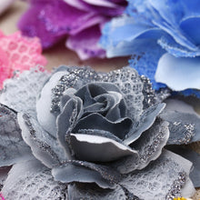 画像をギャラリービューアに読み込む, 8cm Glittery Artificial Flowers|Rose Decor|Floral Hair Accessories|Wedding Bridal Decoration|Fake Flowers|Silk Roses|Bouquet|Ombre