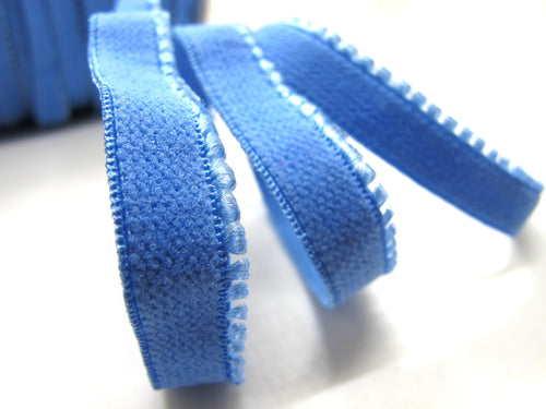 CLEARANCE|8 Yards 7/16 Inch Blue Picot Edge Decorative Pattern Lingerie Headband Elastic|Skinny Narrow Stretch Lace|Bra Strap[EL257]