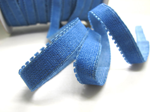 CLEARANCE|8 Yards 7/16 Inch Blue Picot Edge Decorative Pattern Lingerie Headband Elastic|Skinny Narrow Stretch Lace|Bra Strap[ELD314]