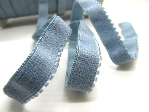 CLEARANCE|8 Yards 7/16 Inch Blue Gray Picot Edge Decorative Pattern Lingerie Headband Elastic|Skinny Narrow Stretch Lace|Bra Strap[ELD315]