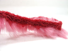 Load image into Gallery viewer, 2 Yards 1 3/8 Inches Pink and Red Rabbit Fur Lace|Woven Chenille Trim|Lampshade Clothing Sewing Supplies|Home Decoration Embellishment
