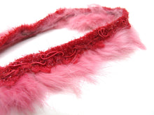 Charger l&#39;image dans la galerie, 2 Yards 1 3/8 Inches Pink and Red Rabbit Fur Lace|Woven Chenille Trim|Lampshade Clothing Sewing Supplies|Home Decoration Embellishment