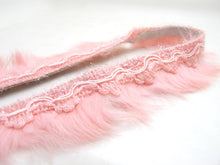 画像をギャラリービューアに読み込む, 2 Yards 1 3/8 Inches Pink Rabbit Fur Lace|Woven Chenille Trim|Lampshade Clothing Sewing Supplies|Home Decoration Embellishment