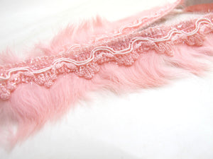 2 Yards 1 3/8 Inches Pink Rabbit Fur Lace|Woven Chenille Trim|Lampshade Clothing Sewing Supplies|Home Decoration Embellishment