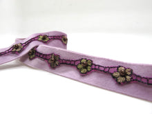 Load image into Gallery viewer, 13/16 Inch Beaded Floral Velvet Ribbon Trim|Delicate Flower Lace Trim|Chenille Trim|Handmade Sewing Supplies|Hair Supplies Accessories