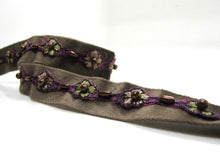Charger l&#39;image dans la galerie, 13/16 Inch Beaded Floral Velvet Ribbon Trim|Delicate Flower Lace Trim|Chenille Trim|Handmade Sewing Supplies|Hair Supplies Accessories