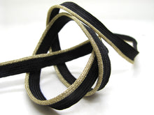 Charger l&#39;image dans la galerie, 5 Yards 3/8 Inch Metallic Gold and Black Braided Lip Cord Trim|Piping Trim|Pillow Trim|Cord Edge Trim|Upholstery Edging Trim