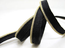 Charger l&#39;image dans la galerie, 5 Yards 3/8 Inch Metallic Gold and Black Braided Lip Cord Trim|Piping Trim|Pillow Trim|Cord Edge Trim|Upholstery Edging Trim