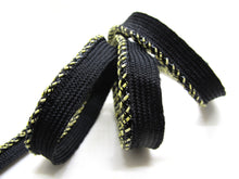 Load image into Gallery viewer, 5 Yards 3/8 Inch Black and Yellow Twisted Braided Lip Cord Trim|Piping Trim|Pillow Trim|Cord Edge Trim|Upholstery Edging Trim