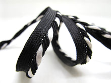 Load image into Gallery viewer, 5 Yards 3/8 Inch Black and White Braided Lip Cord Trim|Piping Trim|Pillow Trim|Cord Edge Trim|Upholstery Edging Trim