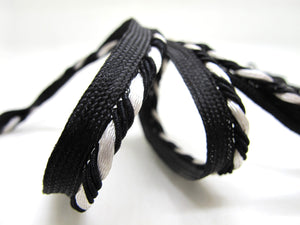 5 Yards 3/8 Inch Black and White Braided Lip Cord Trim|Piping Trim|Pillow Trim|Cord Edge Trim|Upholstery Edging Trim