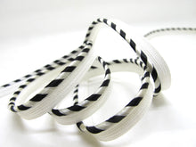 Load image into Gallery viewer, 5 Yards 5/16 Inch Black and White Satin Lip Cord Trim|Piping Trim|Pillow Trim|Cord Edge Trim|Upholstery Edging Trim
