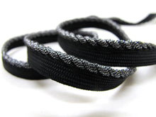 Load image into Gallery viewer, 5 Yards 1/4 Inch Black and Silver Twisted Braided Lip Cord Trim|Piping Trim|Pillow Trim|Cord Edge Trim|Upholstery Edging Trim