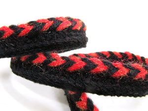 5 Yards Red and Black Chenille Shiny Braided Lip Cord Trim|Piping Trim|Pillow Trim|Cord Edge Trim|Upholstery Edging Trim