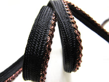 Load image into Gallery viewer, 5 Yards 3/8 Inch Brown and Black Shiny Twisted Braided Lip Cord Trim|Piping Trim|Pillow Trim|Cord Edge Trim|Upholstery Edging Trim