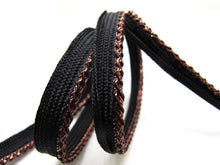 Load image into Gallery viewer, 5 Yards 3/8 Inch Brown and Black Shiny Twisted Braided Lip Cord Trim|Piping Trim|Pillow Trim|Cord Edge Trim|Upholstery Edging Trim