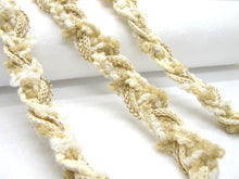 Load image into Gallery viewer, 3/4 Inch Cream and Beige Glittery Braided Trim|Chenille Trim|Twisted Trim|Clothing Sewing Edging Supplies|Decorative Embellishment