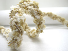 Load image into Gallery viewer, 3/4 Inch Cream and Beige Glittery Braided Trim|Chenille Trim|Twisted Trim|Clothing Sewing Edging Supplies|Decorative Embellishment