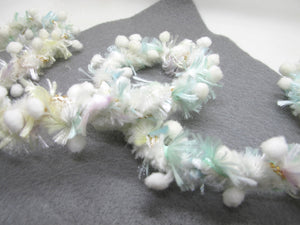 5/8 Inch White Colorful Yarn Pom Pom Braided Trim|Chenille Trim|Twisted Trim|Clothing Sewing Edging Supplies|Decorative Embellishment