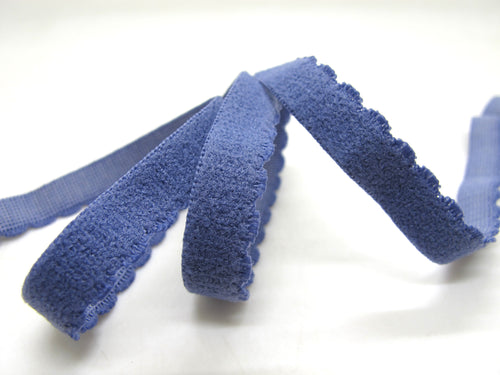 CLEARANCE|8 Yards 3/8 Inch Blue Scallop Edge Decorative Pattern Lingerie Headband Elastic|Skinny Narrow Stretch Lace|Bra Strap[EL256]