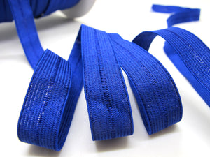 CLEARANCE|8 Yards 9/16 Inch Blue Fold Over Decorative Pattern Lingerie Headband Elastic|Skinny Narrow Stretch Lace|Bra Strap[EL146A]
