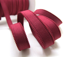 CLEARANCE|8 Yards 1/2 Inch Burgundy Scallop Edge Decorative Pattern Lingerie Headband Elastic|Skinny Narrow Stretch Lace|Bra Strap[EL300]