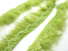 Load image into Gallery viewer, 2 Yards 1 3/8 Inches Green Rabbit Fur Lace|Woven Chenille Trim|Lampshade Clothing Sewing Supplies|Home Decoration Embellishment