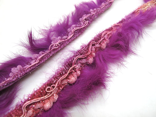 2 Yards 1 3/8 Inches Fuchsia Purple Rabbit Fur Lace|Woven Chenille Trim|Lampshade Clothing Sewing Supplies|Home Decoration Embellishment