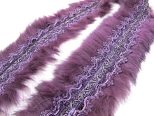 Load image into Gallery viewer, 3 Inches Handmade Purple Beaded Rabbit Fur Lace|Woven Chenille Trim|Lampshade Clothing Sewing Supplies|Home Decoration Embellishment
