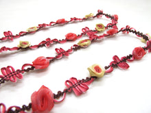 画像をギャラリービューアに読み込む, 2 Yards Woven Rococo Ribbon Trim with Red Rose Flower Buds|Decorative Floral Ribbon|Scrapbook Materials|Clothing|Craft Supplies
