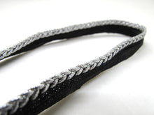 Load image into Gallery viewer, 5 Yards 3/8 Inch Black and Silver Braided Lip Cord Trim|Piping Trim|Pillow Trim|Cord Edge Trim|Upholstery Edging Trim