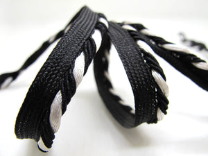 5 Yards 3/8 Inch Black and White Braided Lip Cord Trim|Piping Trim|Pillow Trim|Cord Edge Trim|Upholstery Edging Trim