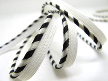 Charger l&#39;image dans la galerie, 5 Yards 5/16 Inch Black and White Satin Lip Cord Trim|Piping Trim|Pillow Trim|Cord Edge Trim|Upholstery Edging Trim