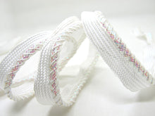 Load image into Gallery viewer, 5 Yards 3/8 Inch Glittery White Braided Lip Cord Trim|Piping Trim|Pillow Trim|Cord Edge Trim|Upholstery Edging Trim