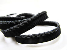 Load image into Gallery viewer, 5 Yards 1/4 Inch Black and Silver Twisted Braided Lip Cord Trim|Piping Trim|Pillow Trim|Cord Edge Trim|Upholstery Edging Trim