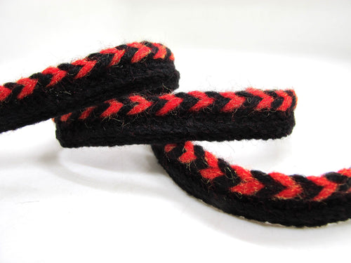 5 Yards Red and Black Chenille Shiny Braided Lip Cord Trim|Piping Trim|Pillow Trim|Cord Edge Trim|Upholstery Edging Trim